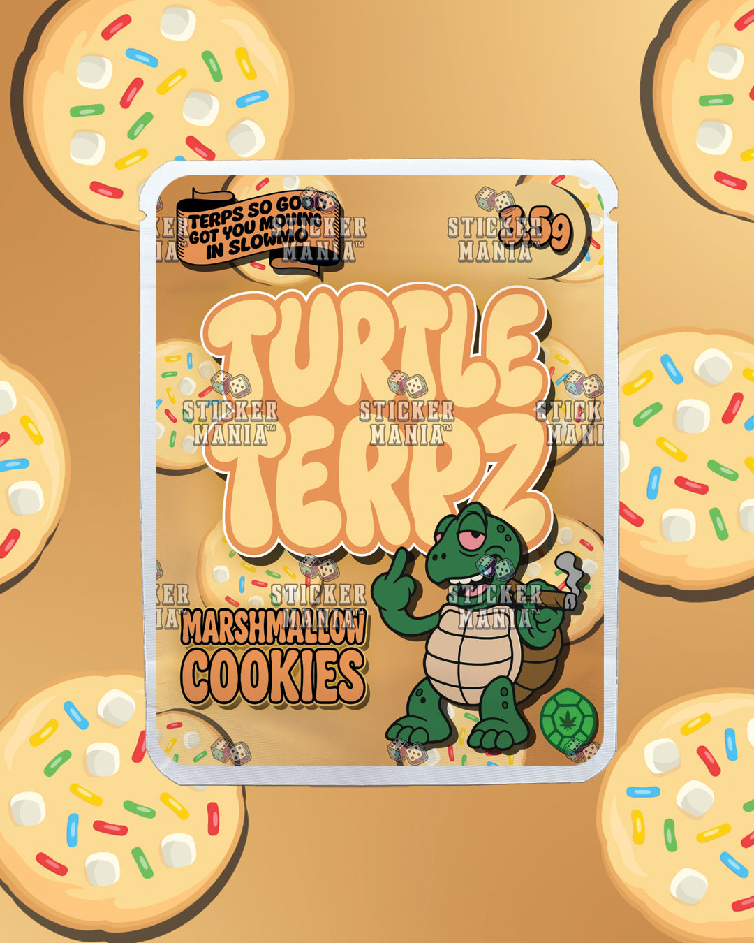 Turtle Terpz Marshmallow Cookies | Pre-Made Sticker Bag | 3.5g