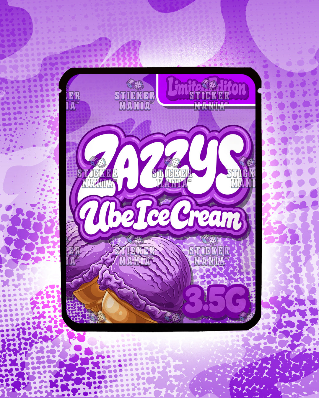 Zazzys Ube Ice Cream | Pre-Made Sticker Bag | 3.5g