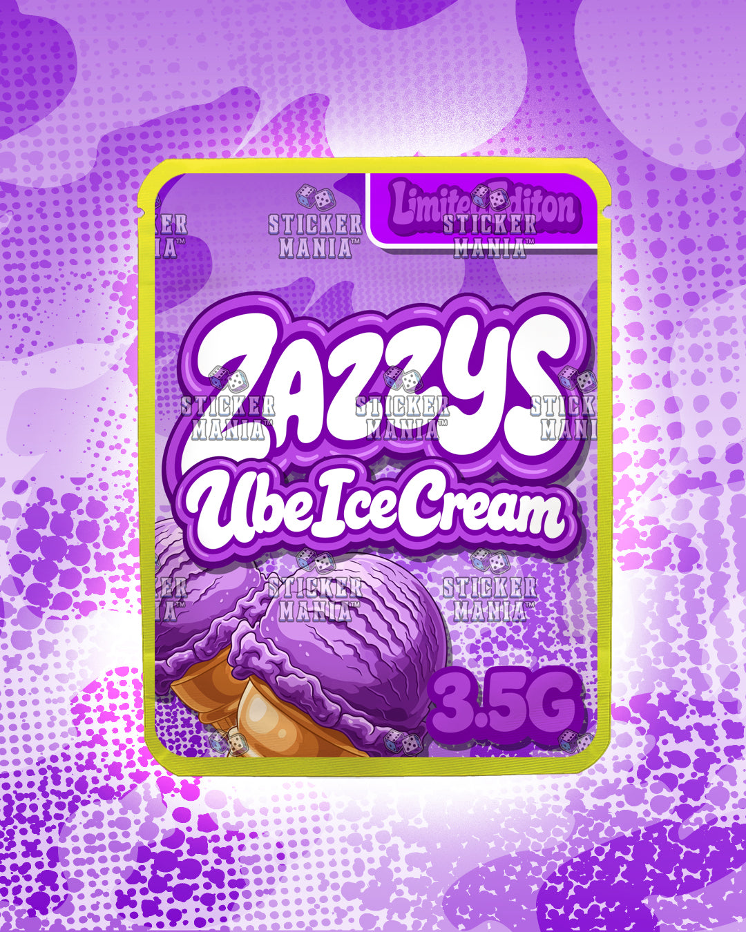 Zazzys Ube Ice Cream | Pre-Made Sticker Bag | 3.5g