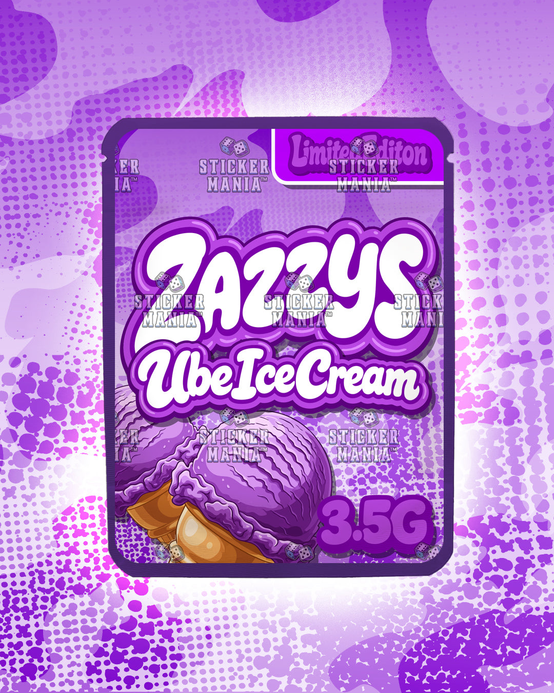 Zazzys Ube Ice Cream | Pre-Made Sticker Bag | 3.5g