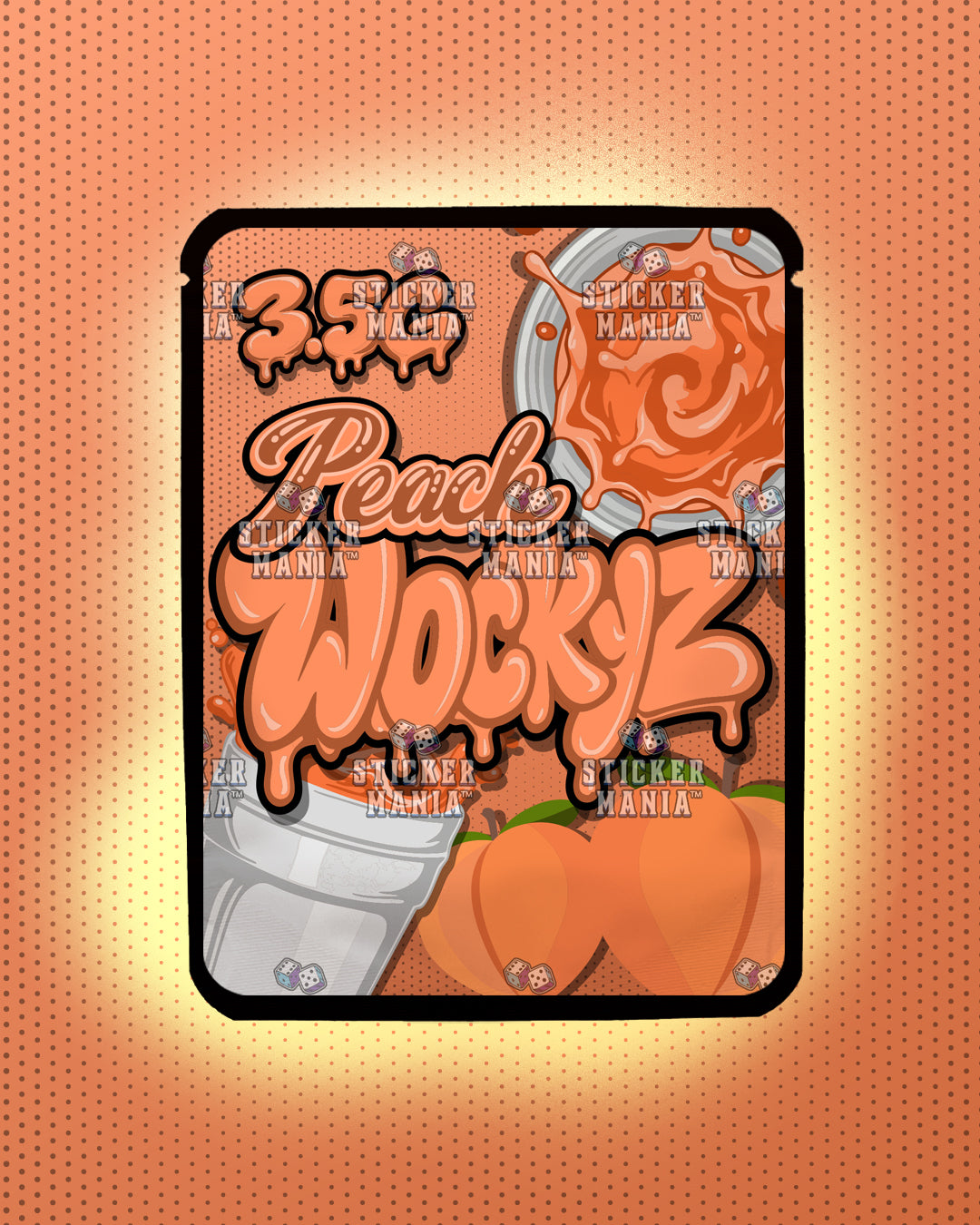 Wockyz Peach | Pre-Made Sticker Bag | 3.5g