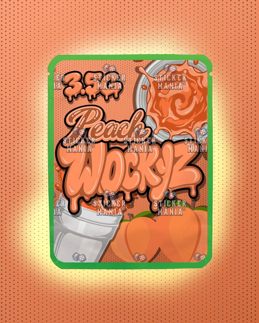 Wockyz Peach | Pre-Made Sticker Bag | 3.5g