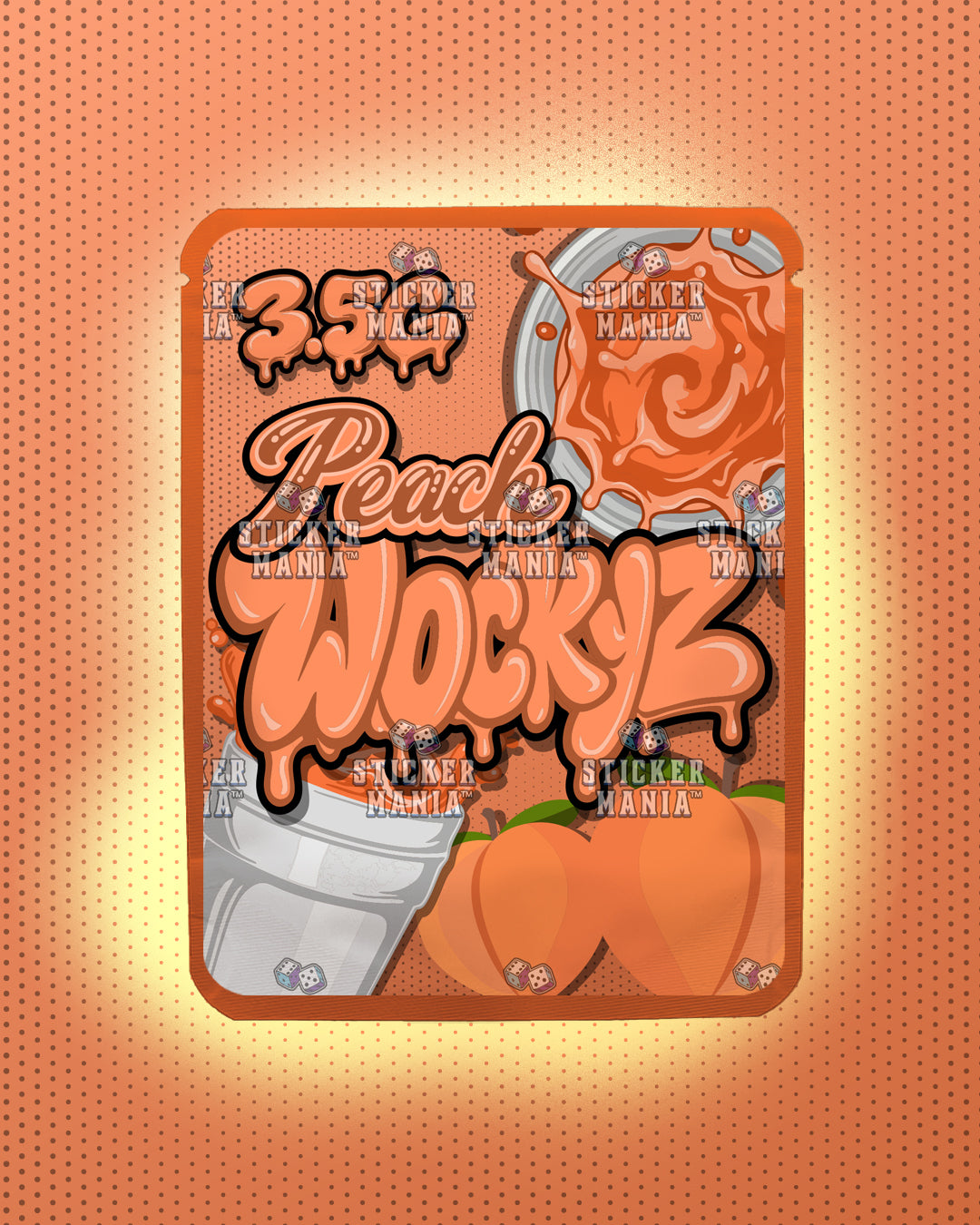Wockyz Peach | Pre-Made Sticker Bag | 3.5g