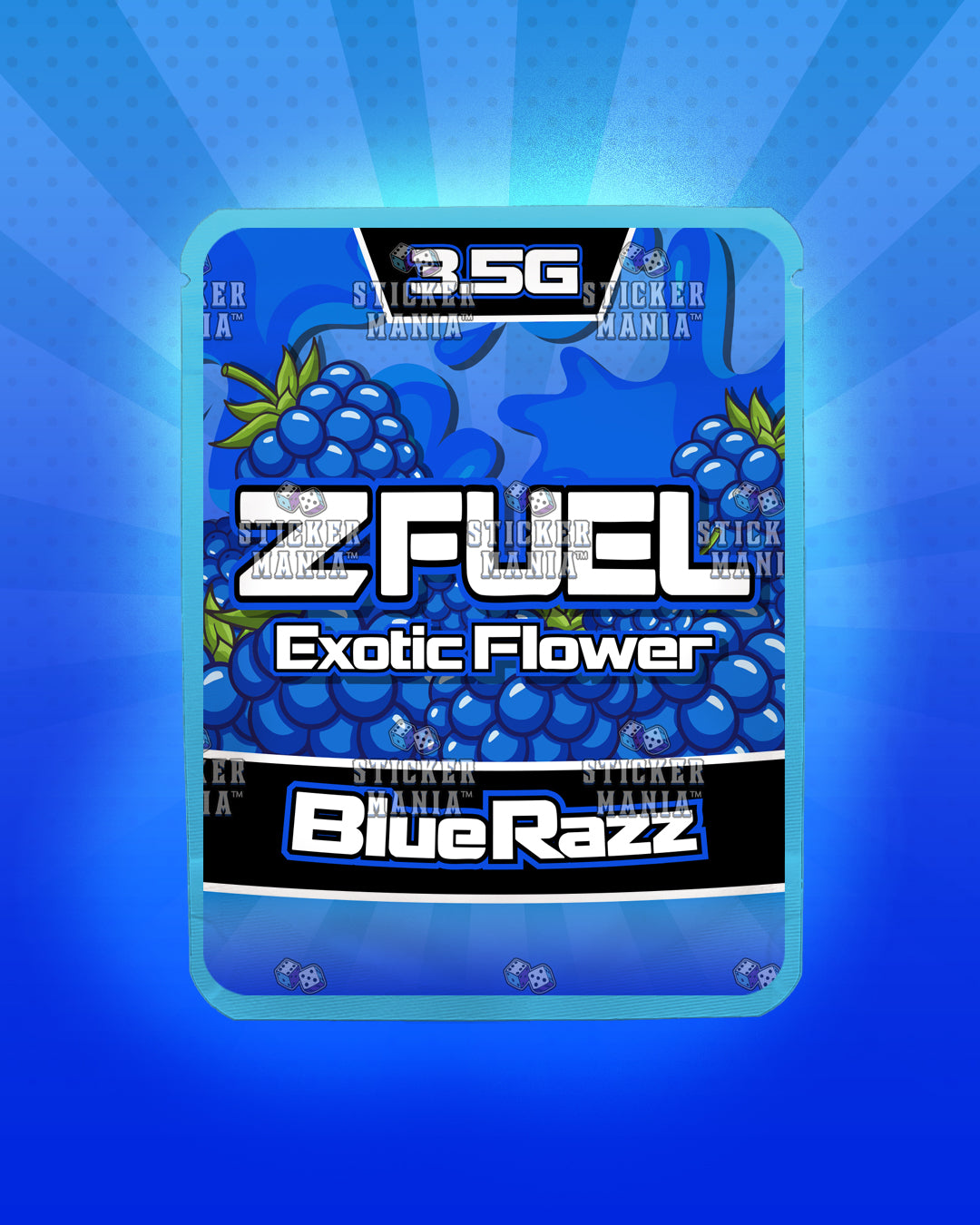 Z Fuel Blue Razz | Pre-Made Sticker Bag | 3.5g