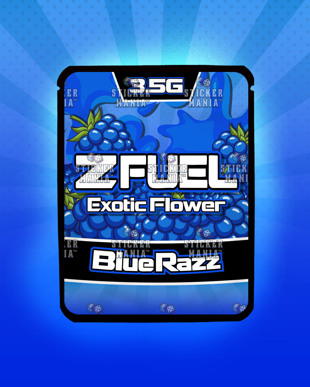 Z Fuel Blue Razz | Pre-Made Sticker Bag | 3.5g