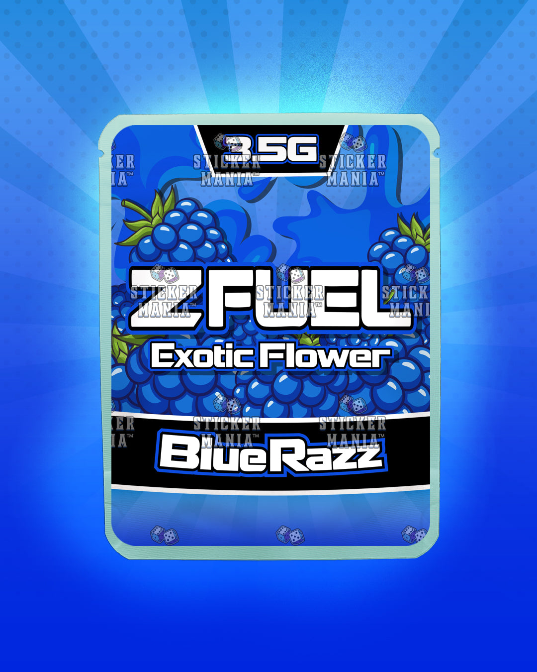Z Fuel Blue Razz | Pre-Made Sticker Bag | 3.5g