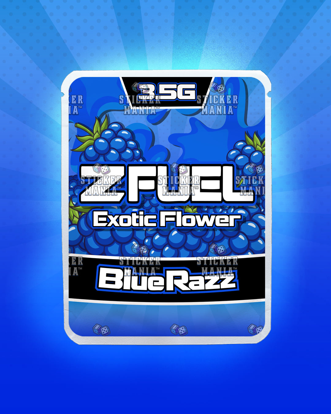 Z Fuel Blue Razz | Pre-Made Sticker Bag | 3.5g