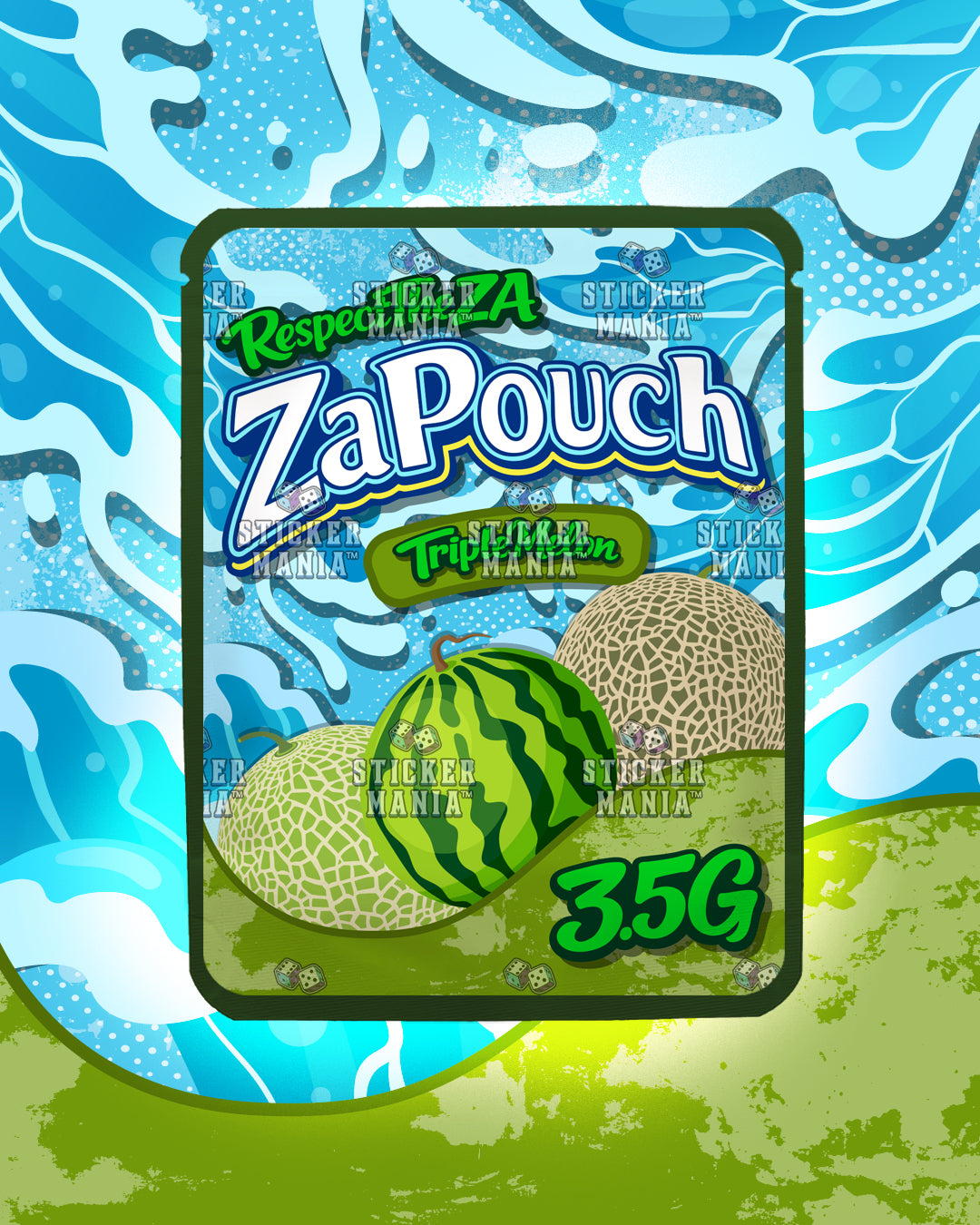 Za Pouch Triple Melon | Pre-Made Sticker Bag | 3.5g