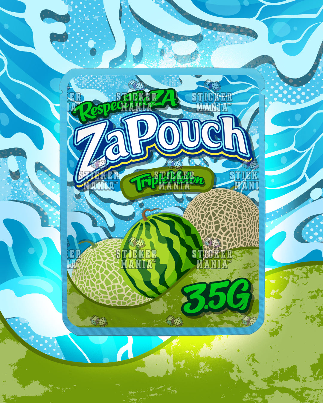 Za Pouch Triple Melon | Pre-Made Sticker Bag | 3.5g