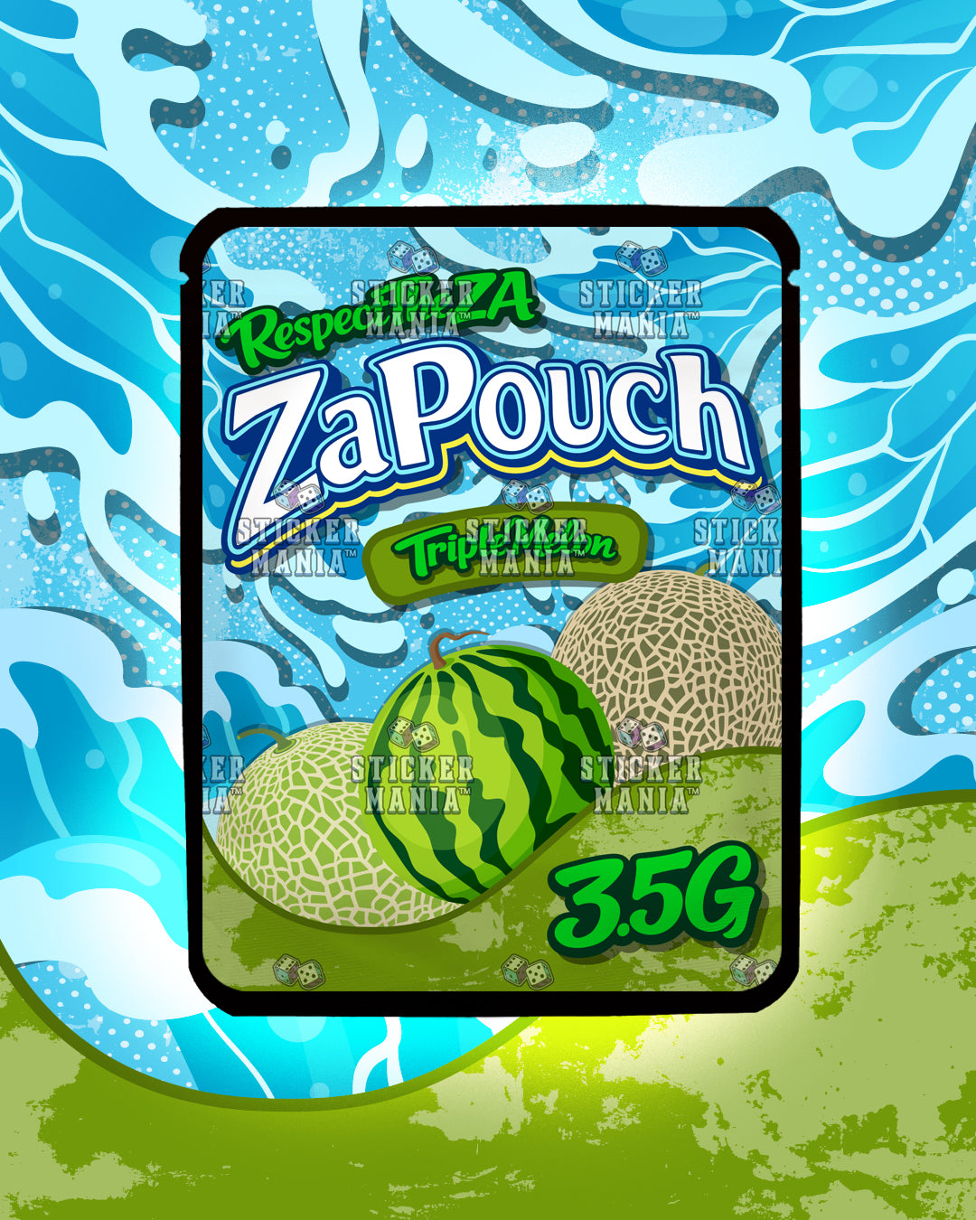 Za Pouch Triple Melon | Pre-Made Sticker Bag | 3.5g
