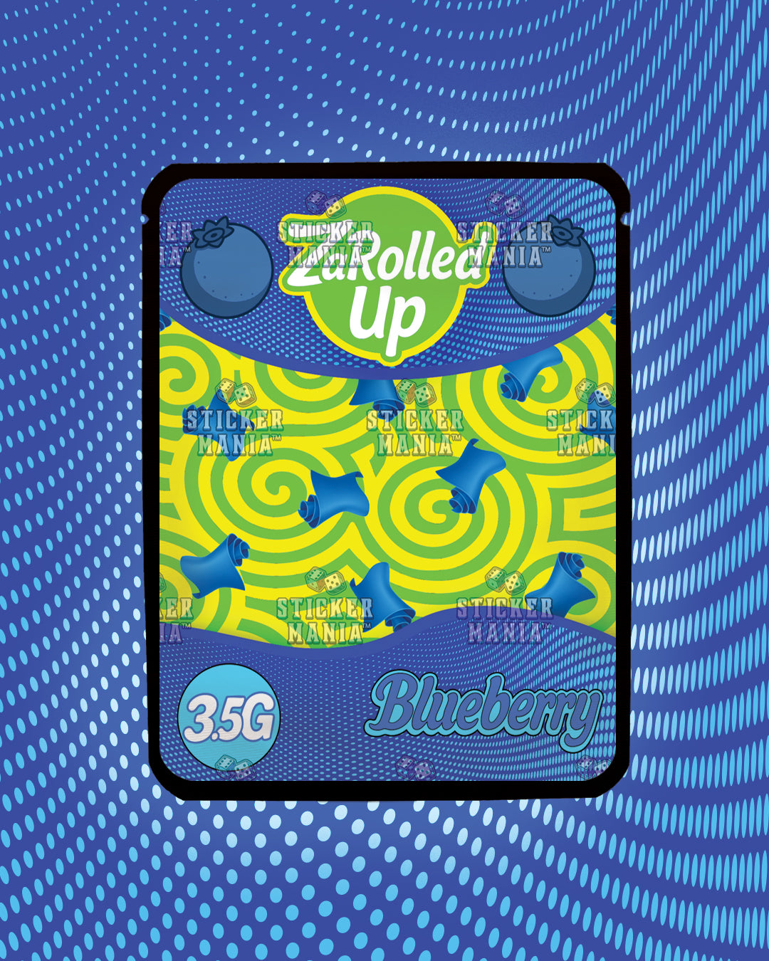 Za Rolled Up Blueberry | Pre-Made Sticker Bag | 3.5g
