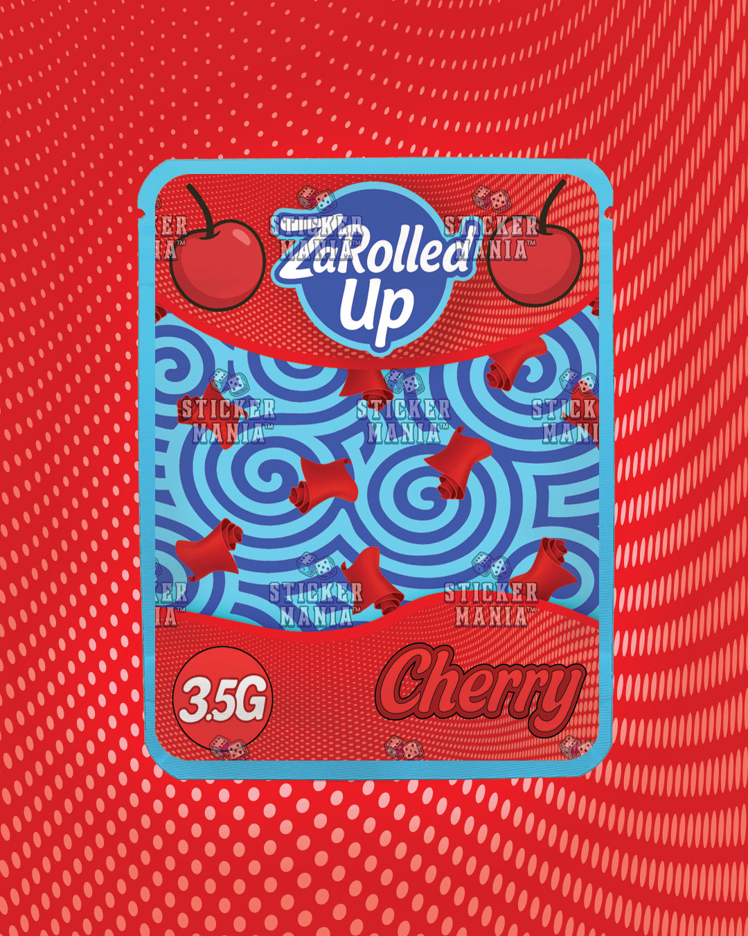 Za Rolled Up Cherry | Pre-Made Sticker Bag | 3.5g
