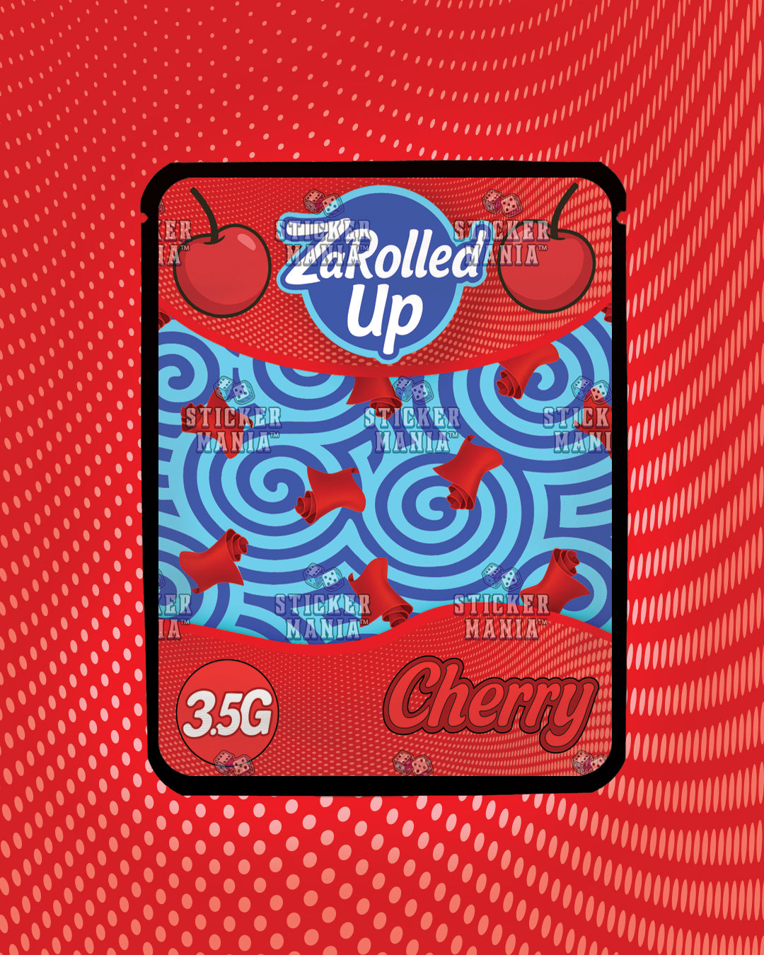 Za Rolled Up Cherry | Pre-Made Sticker Bag | 3.5g