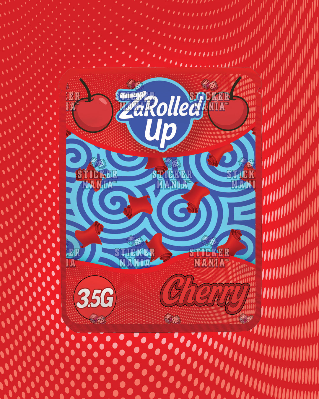 Za Rolled Up Cherry | Pre-Made Sticker Bag | 3.5g