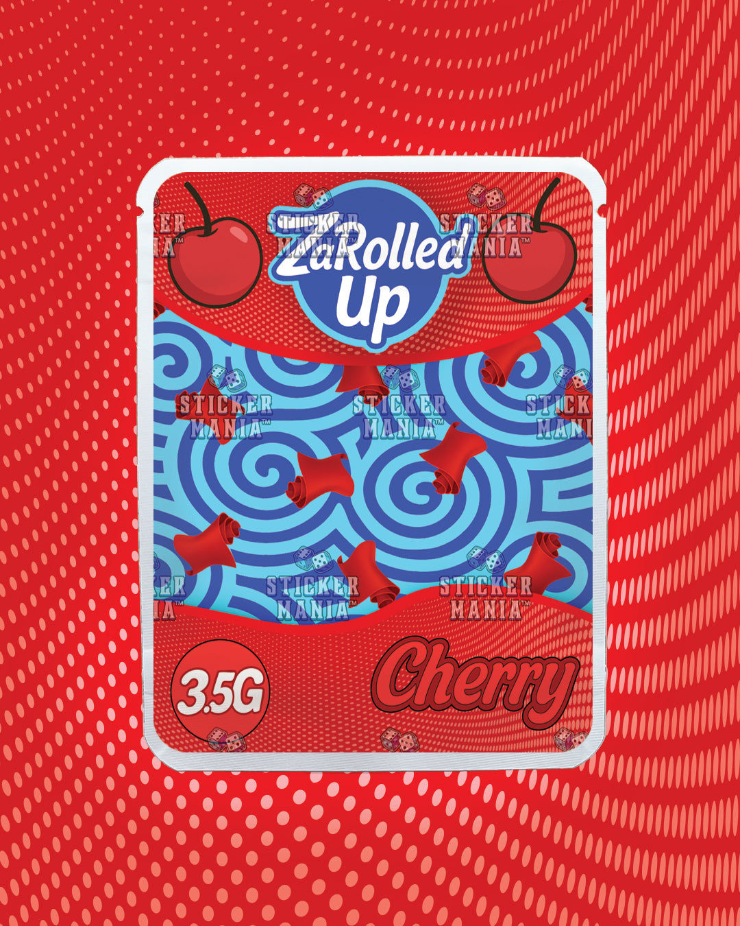 Za Rolled Up Cherry | Pre-Made Sticker Bag | 3.5g