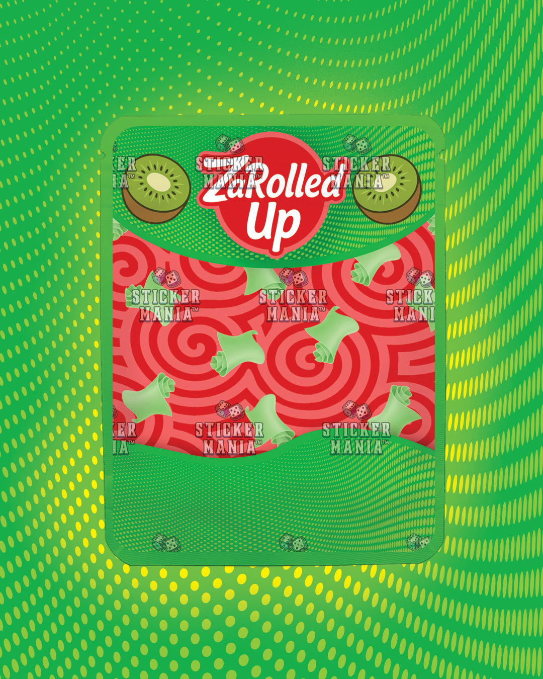 Za Rolled Up Kiwi | Pre-Made Sticker Bag | 3.5g