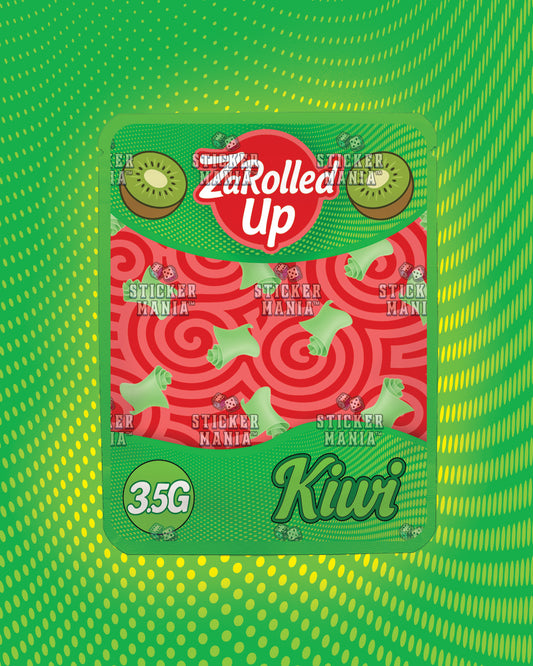 Za Rolled Up Kiwi | Pre-Made Sticker Bag | 3.5g