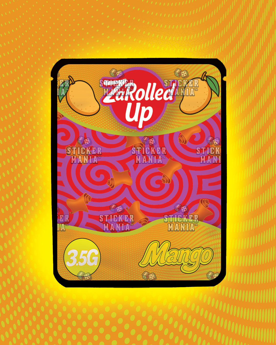 Za Rolled Up Mango | Pre-Made Sticker Bag | 3.5g