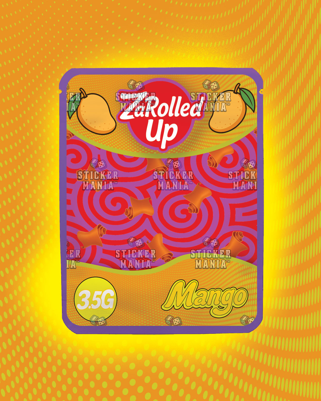 Za Rolled Up Mango | Pre-Made Sticker Bag | 3.5g