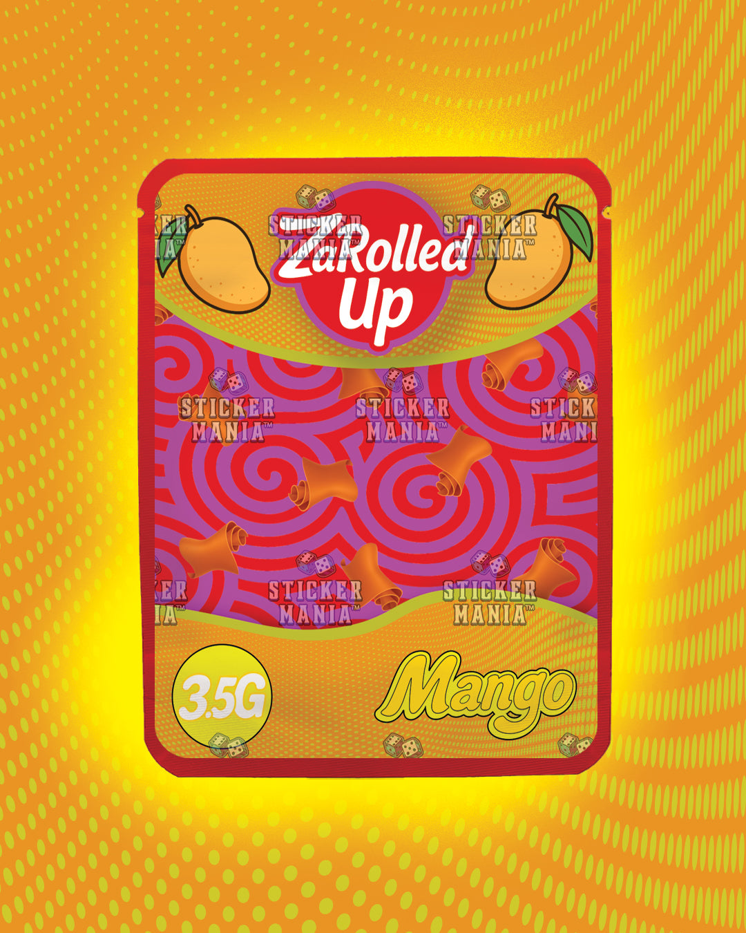 Za Rolled Up Mango | Pre-Made Sticker Bag | 3.5g