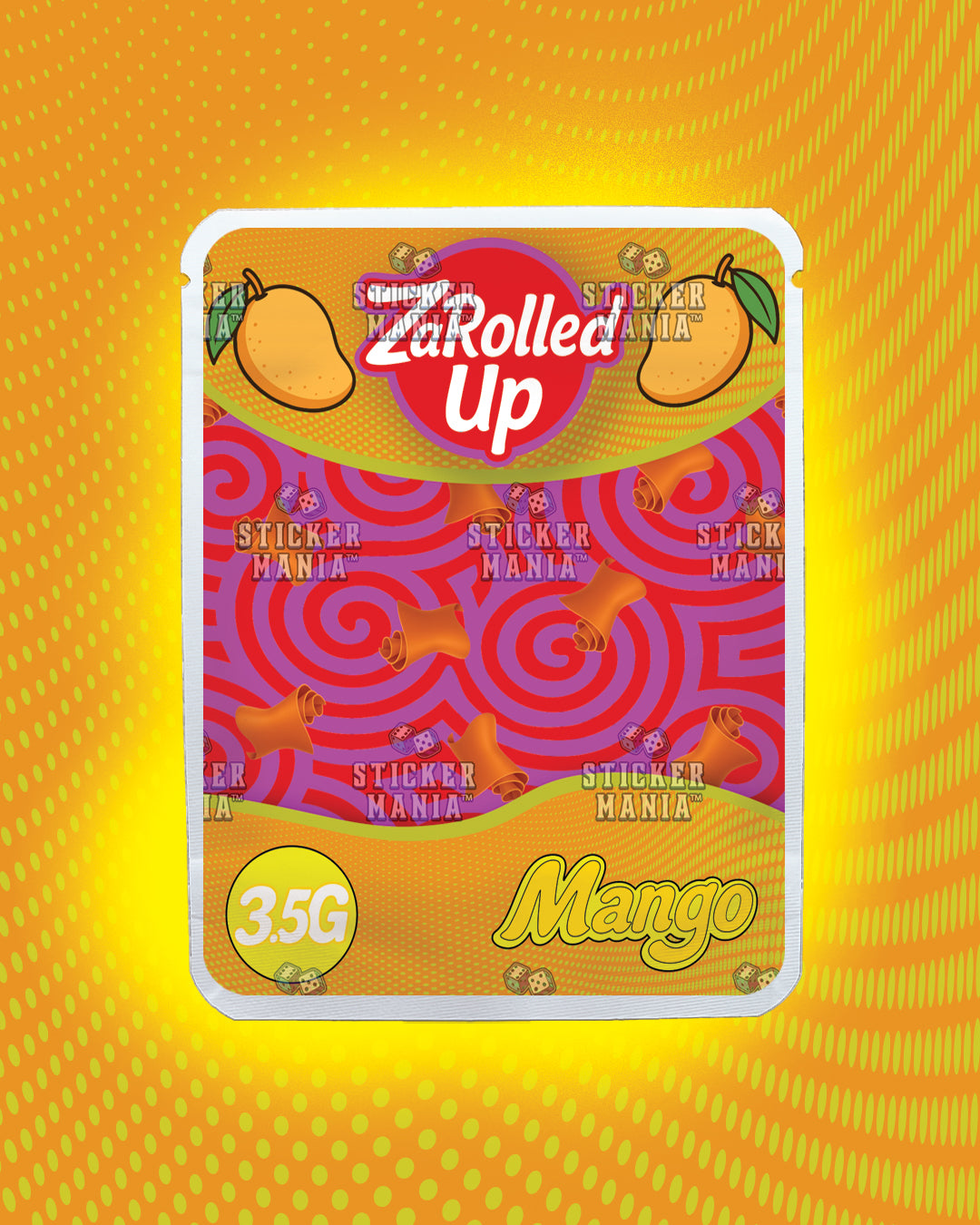 Za Rolled Up Mango | Pre-Made Sticker Bag | 3.5g