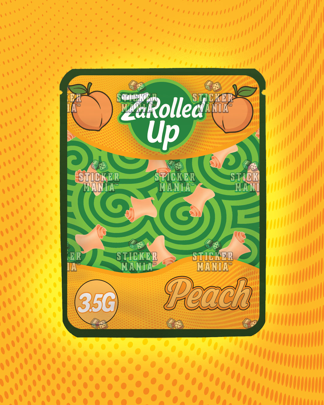 Za Rolled Up Peach | Pre-Made Sticker Bag | 3.5g