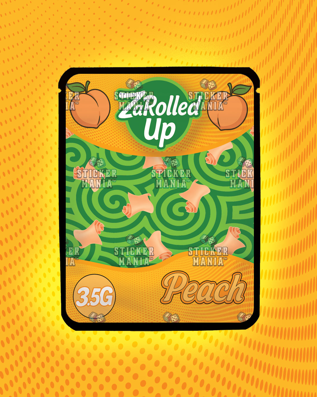 Za Rolled Up Peach | Pre-Made Sticker Bag | 3.5g