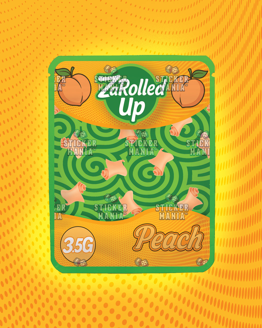 Za Rolled Up Peach | Pre-Made Sticker Bag | 3.5g