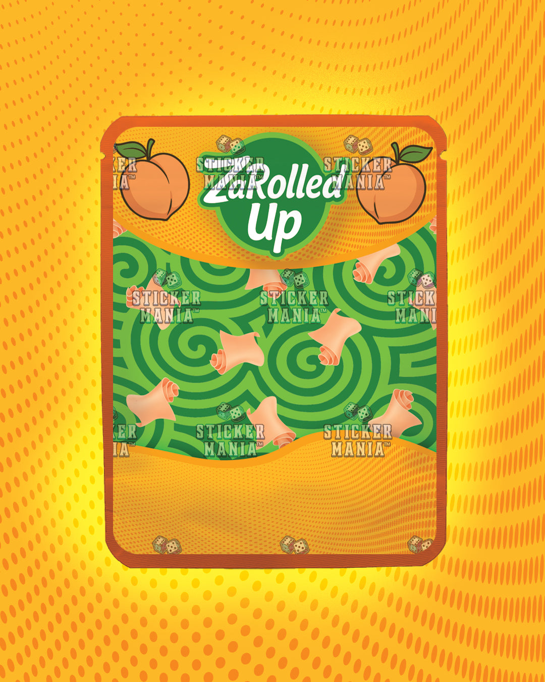Za Rolled Up Peach | Pre-Made Sticker Bag | 3.5g