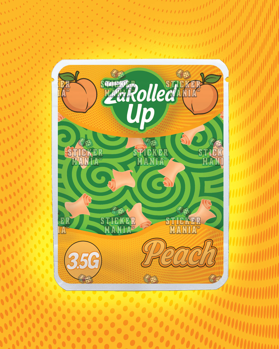 Za Rolled Up Peach | Pre-Made Sticker Bag | 3.5g