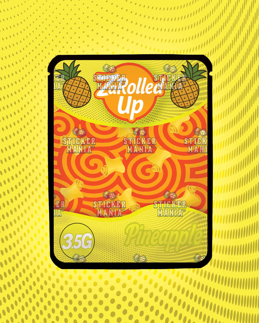 Za Rolled Up Pineapple | Pre-Made Sticker Bag | 3.5g