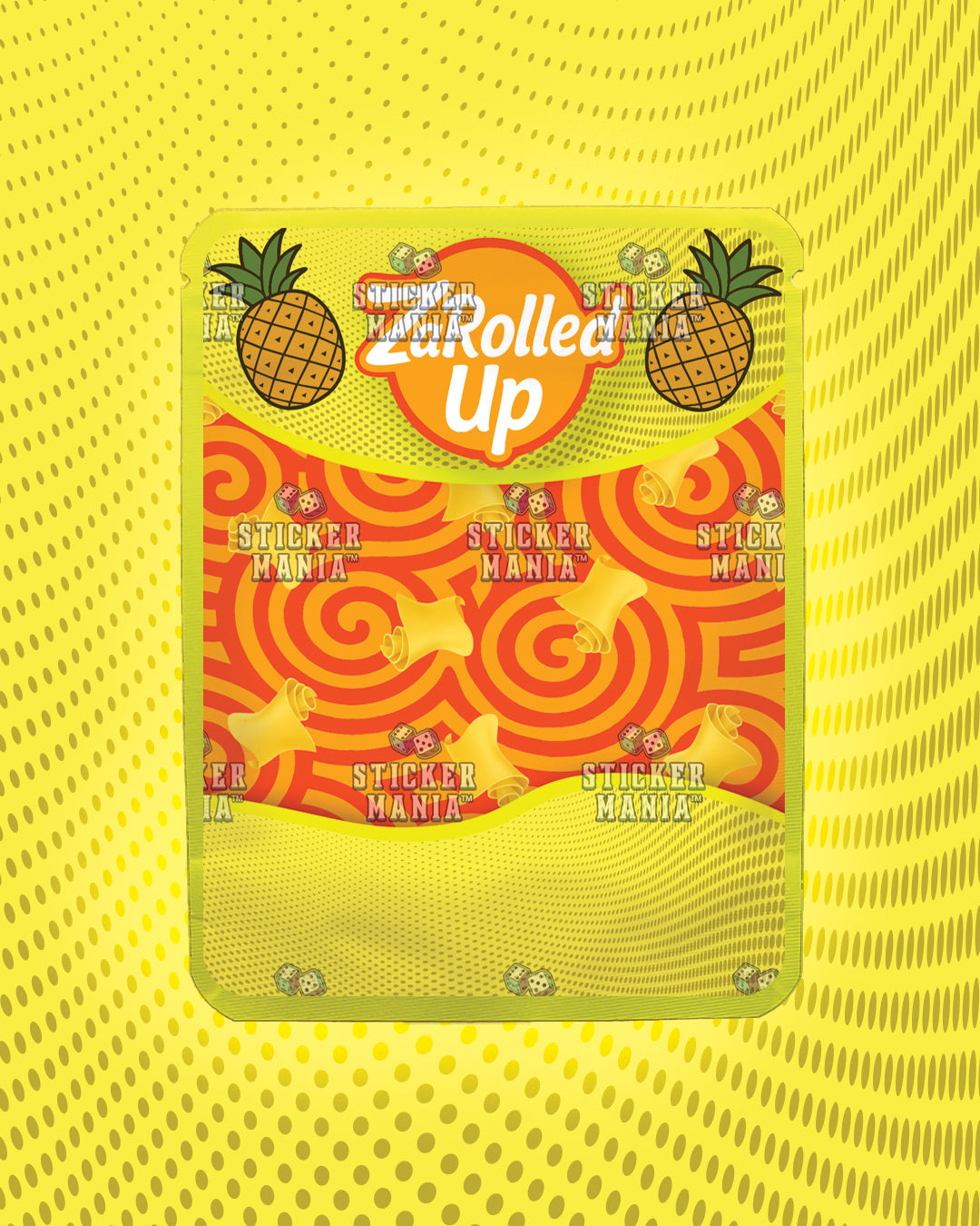 Za Rolled Up Pineapple | Pre-Made Sticker Bag | 3.5g