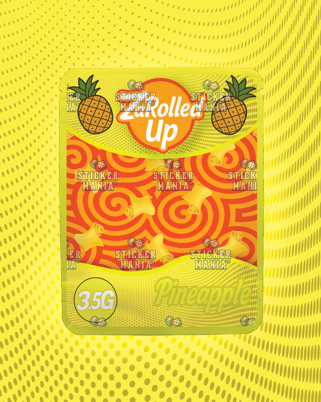 Za Rolled Up Pineapple | Pre-Made Sticker Bag | 3.5g