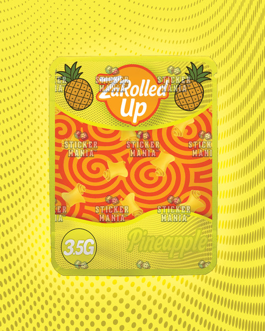 Za Rolled Up Pineapple | Pre-Made Sticker Bag | 3.5g