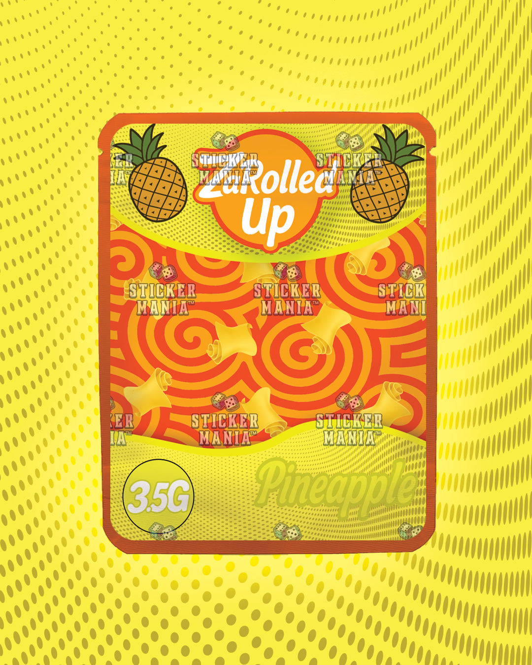 Za Rolled Up Pineapple | Pre-Made Sticker Bag | 3.5g