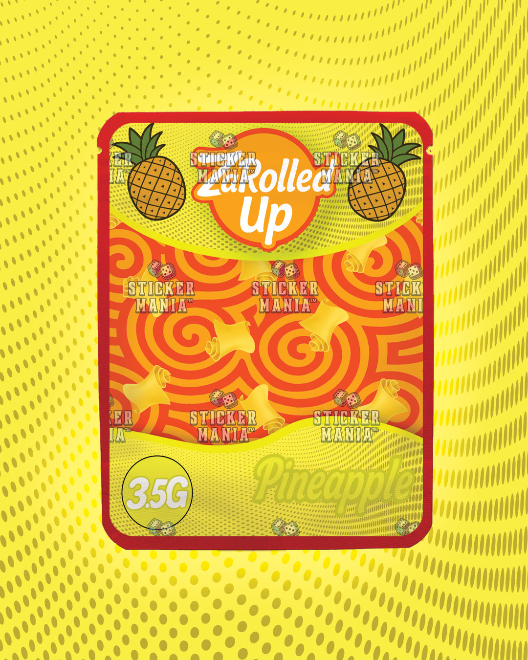 Za Rolled Up Pineapple | Pre-Made Sticker Bag | 3.5g