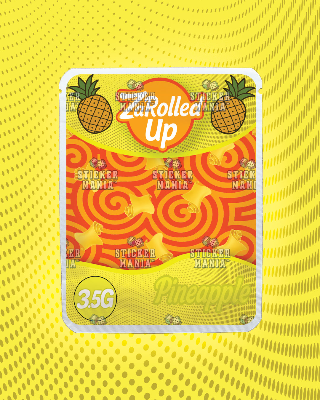 Za Rolled Up Pineapple | Pre-Made Sticker Bag | 3.5g
