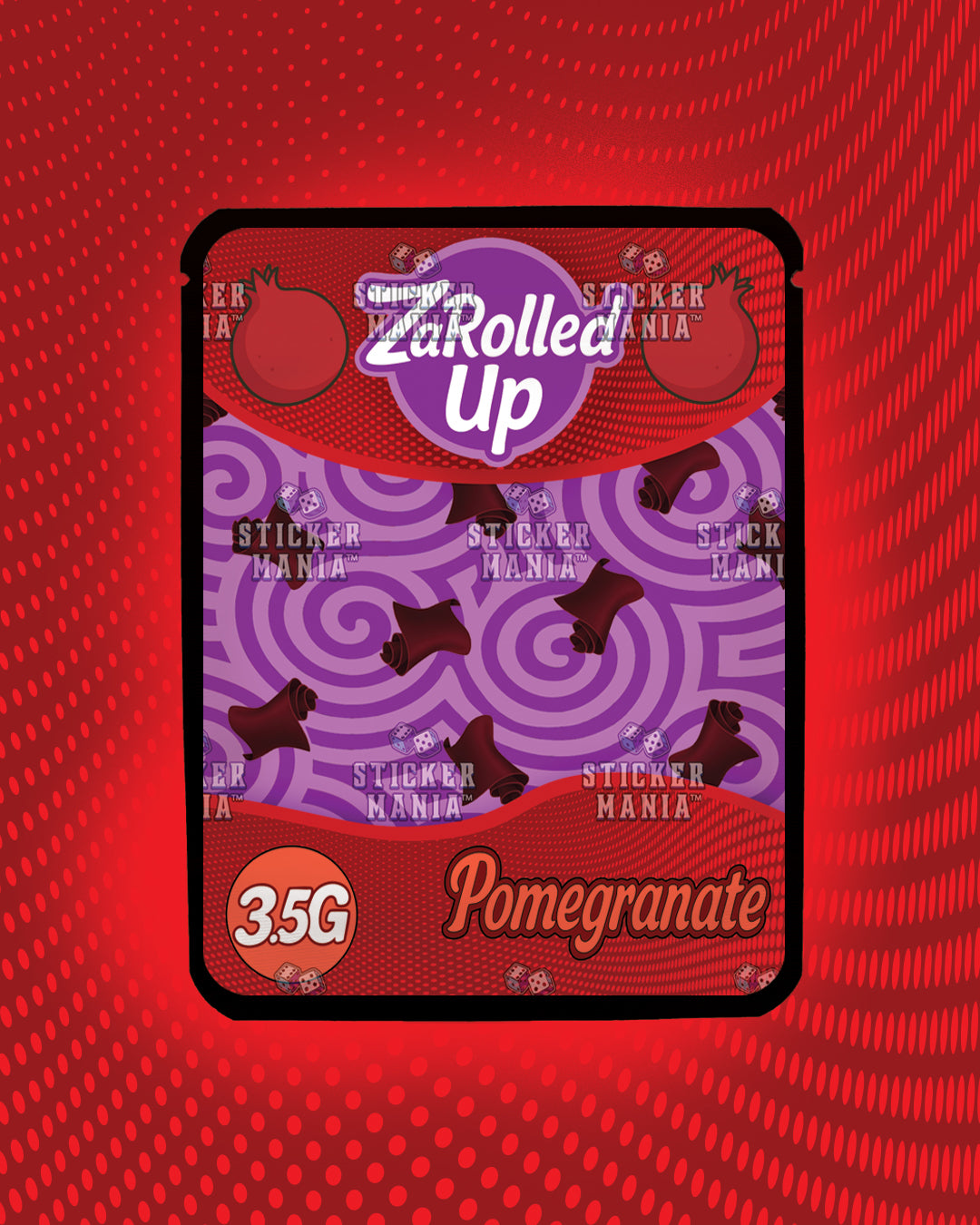 Za Rolled Up Pomegranate | Pre-Made Sticker Bag | 3.5g