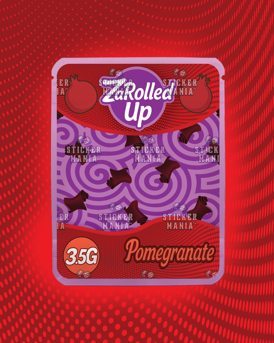 Za Rolled Up Pomegranate | Pre-Made Sticker Bag | 3.5g