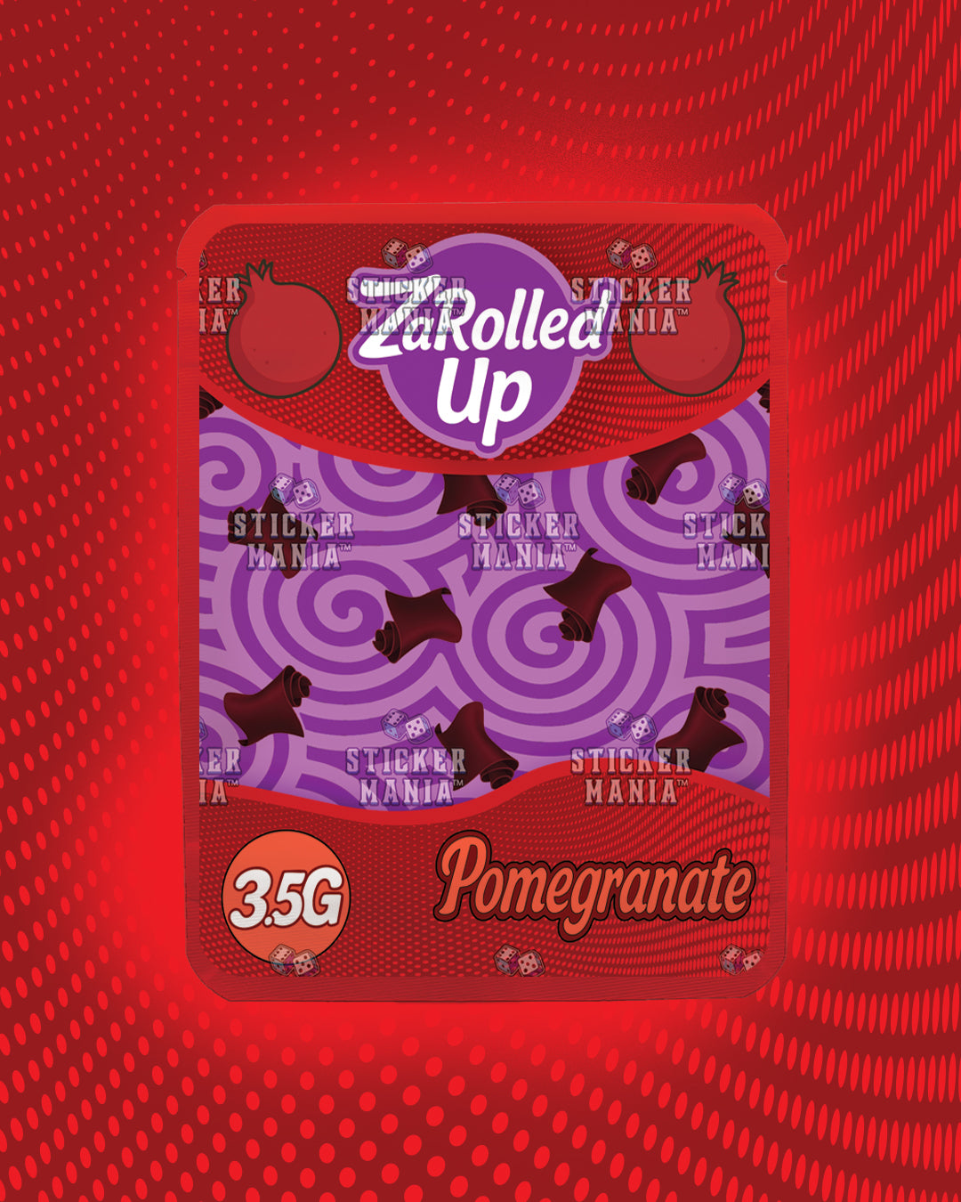 Za Rolled Up Pomegranate | Pre-Made Sticker Bag | 3.5g