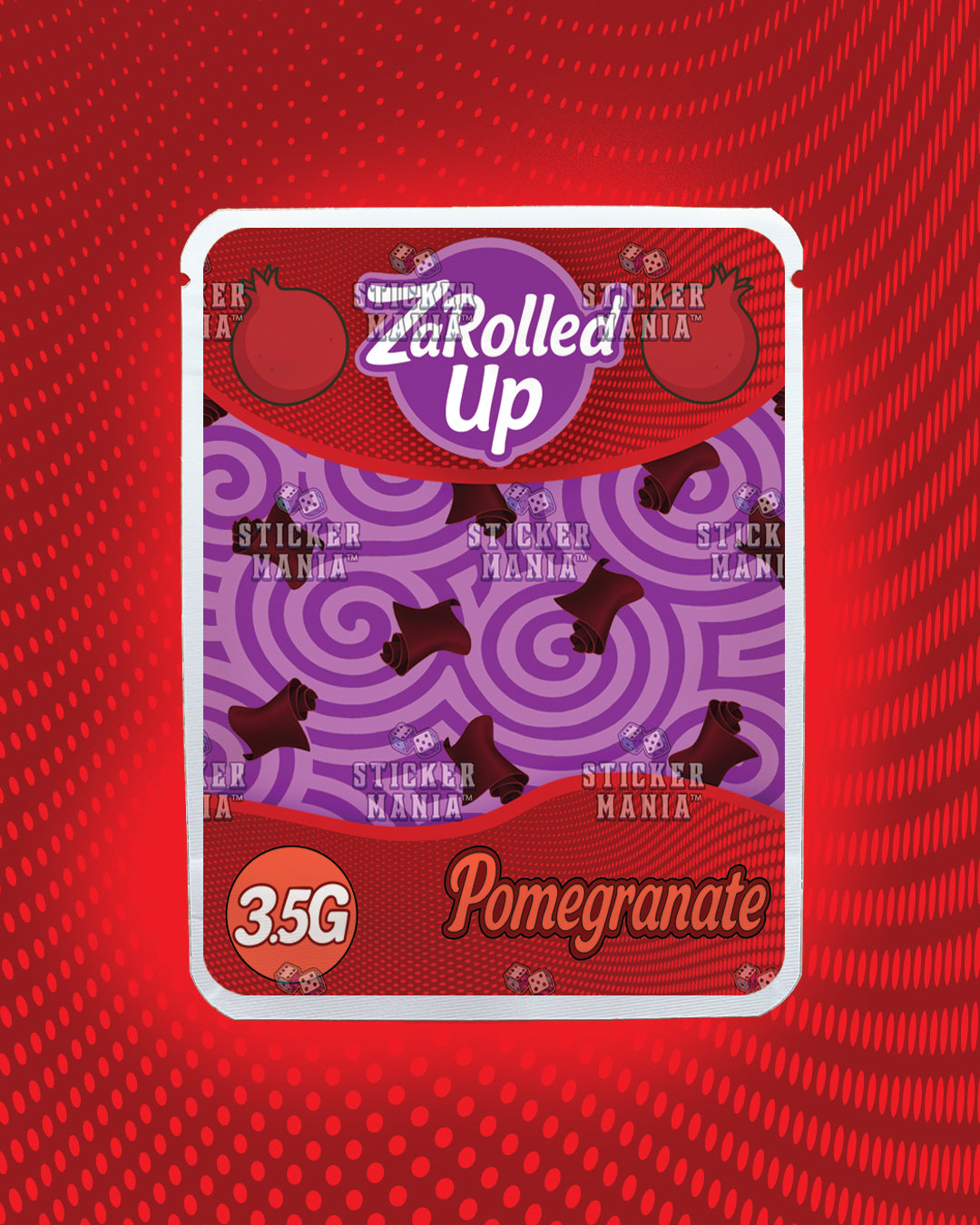 Za Rolled Up Pomegranate | Pre-Made Sticker Bag | 3.5g