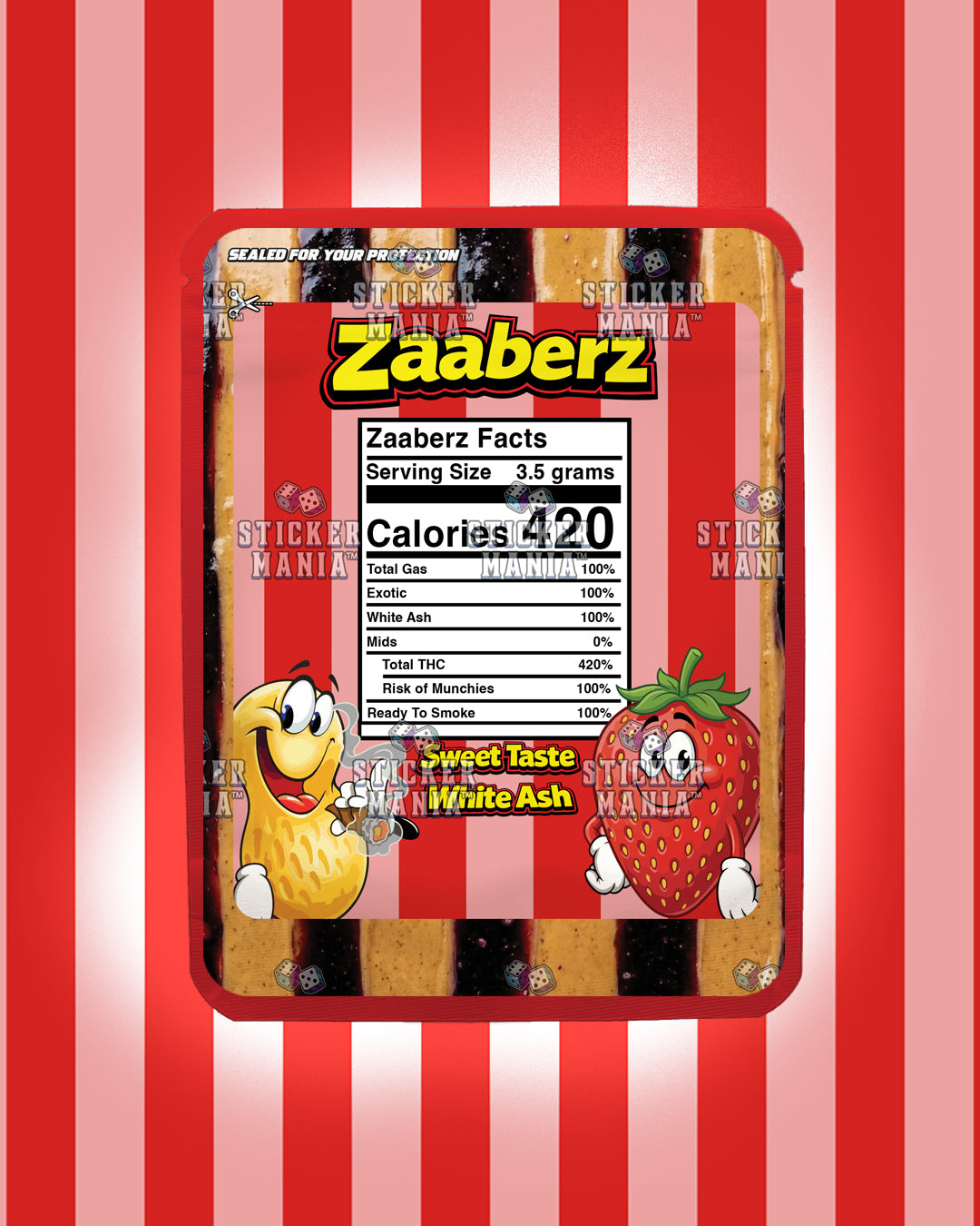 Zaaberz Strawberry | Pre-Made Sticker Bag | 3.5g