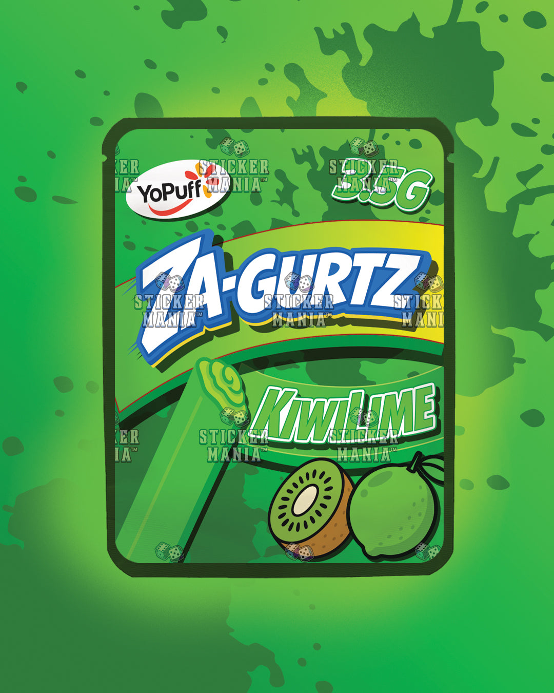 Zagurtz Kiwi Lime | Pre-Made Sticker Bag | 3.5g