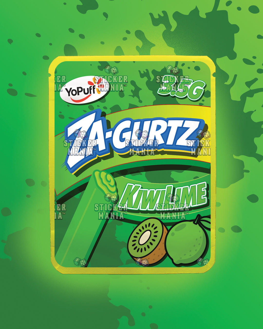 Zagurtz Kiwi Lime | Pre-Made Sticker Bag | 3.5g