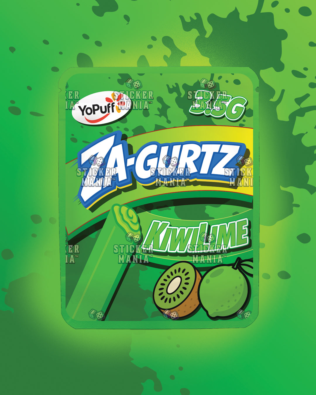 Zagurtz Kiwi Lime | Pre-Made Sticker Bag | 3.5g