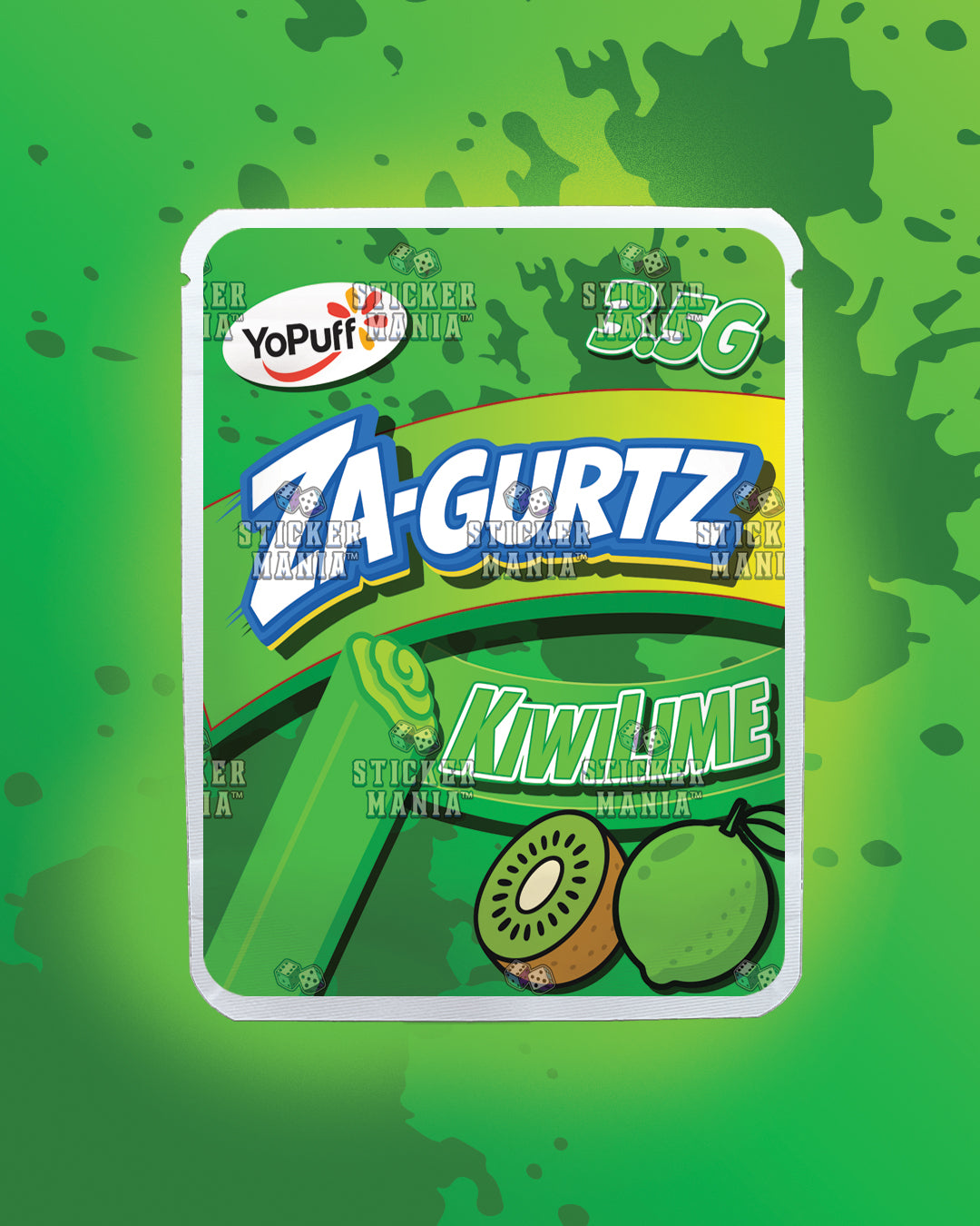 Zagurtz Kiwi Lime | Pre-Made Sticker Bag | 3.5g