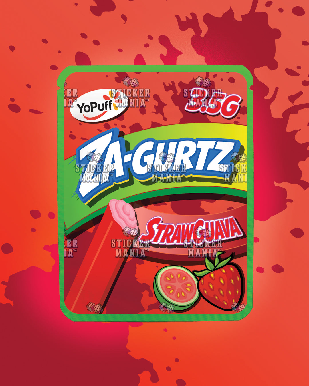 Zagurtz Straw Guava | Pre-Made Sticker Bag | 3.5g