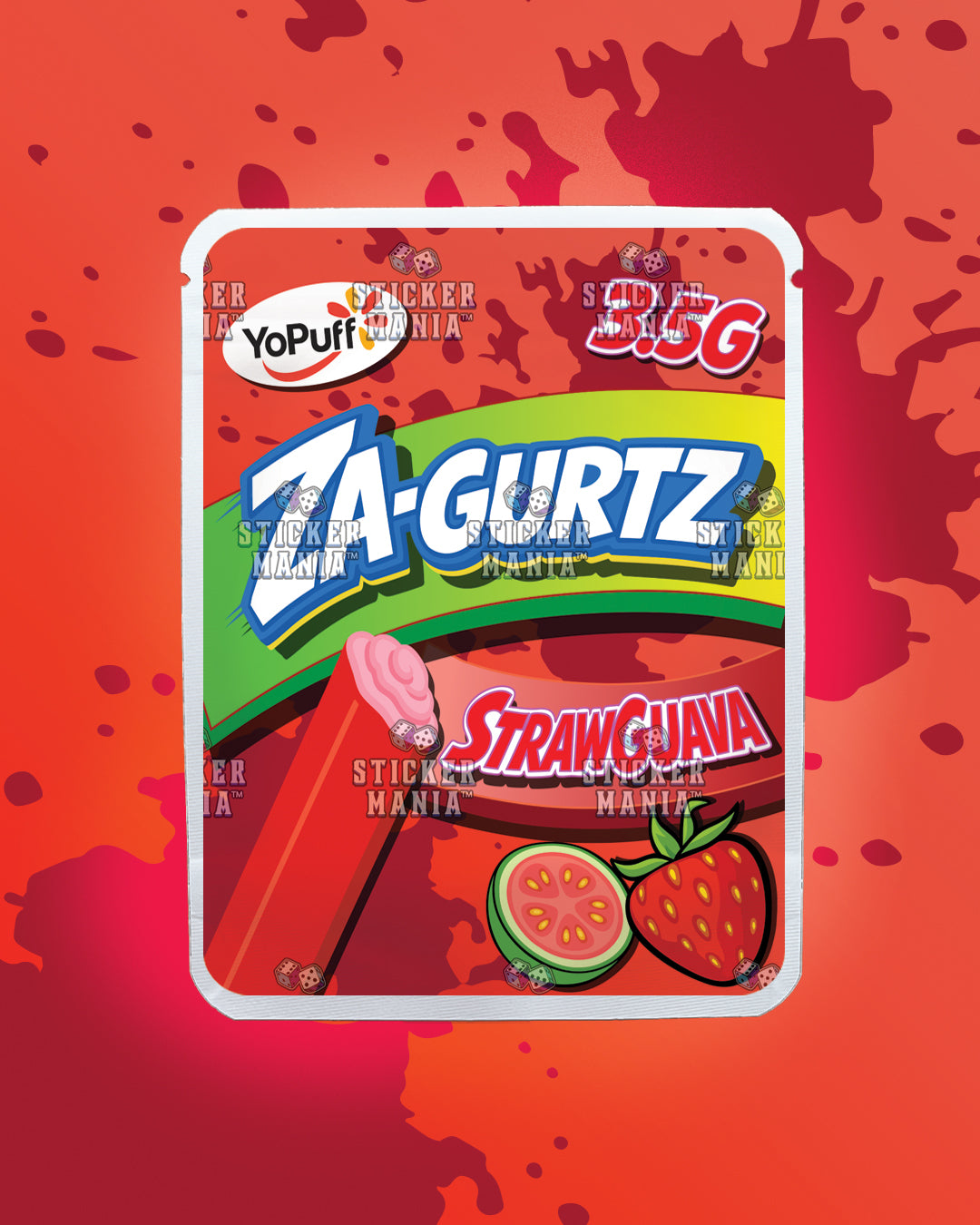 Zagurtz Straw Guava | Pre-Made Sticker Bag | 3.5g
