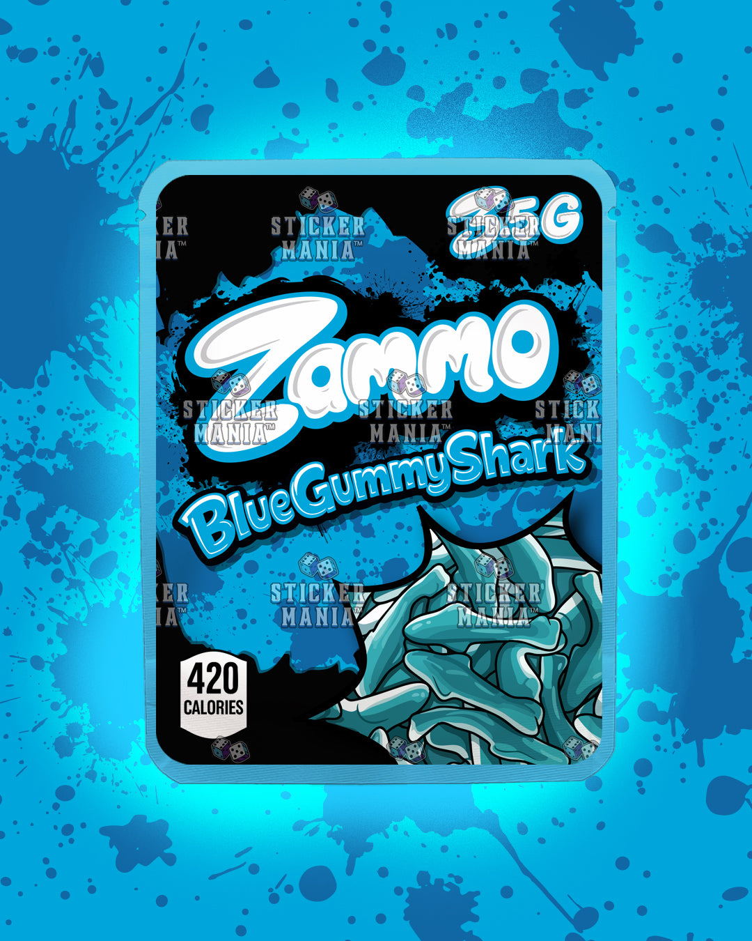 Zammo Blue Gummy Shark | Pre-Made Sticker Bag | 3.5g