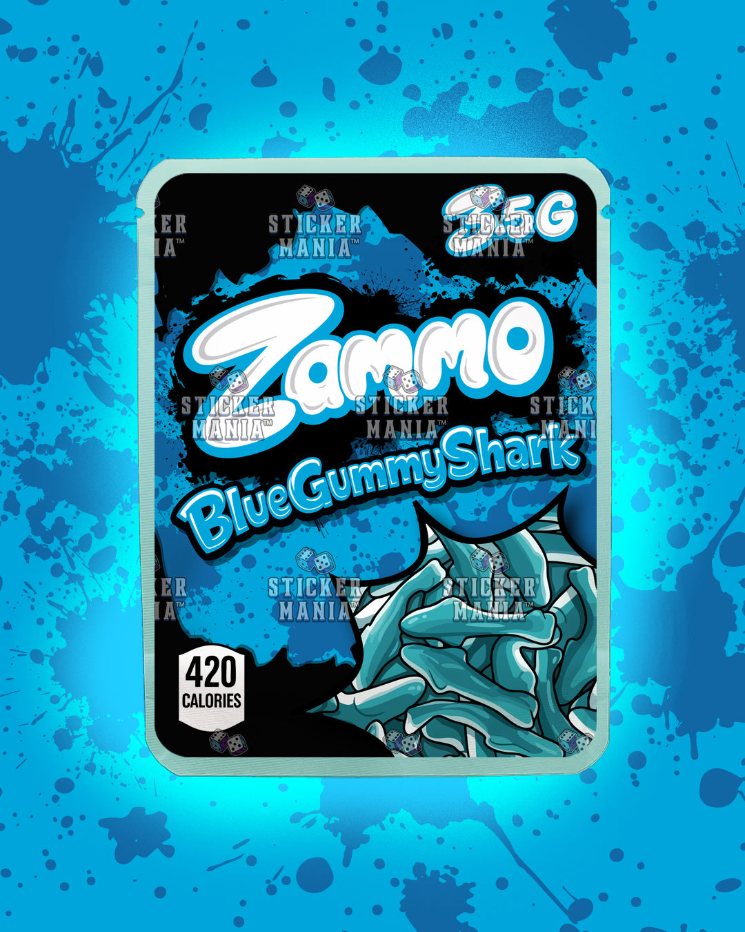 Zammo Blue Gummy Shark | Pre-Made Sticker Bag | 3.5g